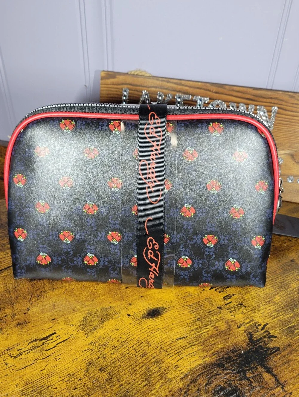 Ed Hardy black skull-Sequin 2 pack Cosmetic Pouch